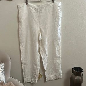 Chico’s 100% white linen pants.  Size 4R